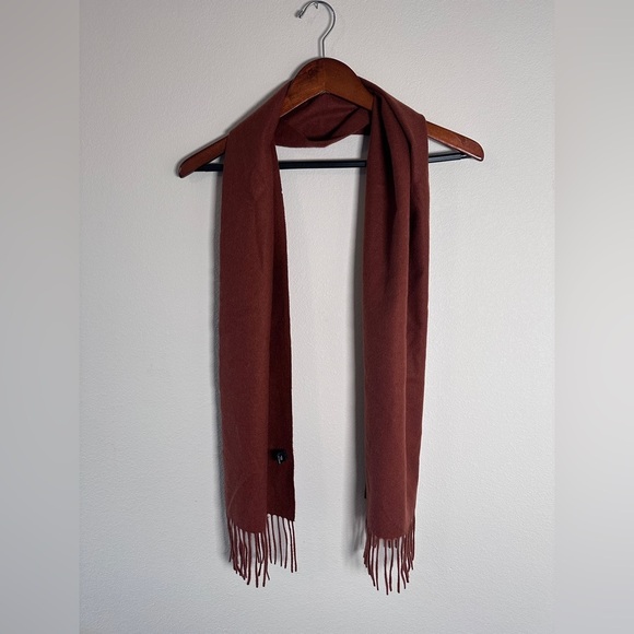 100% cashmere great condition reddish brown scarf with fringe - Picture 1 of 5